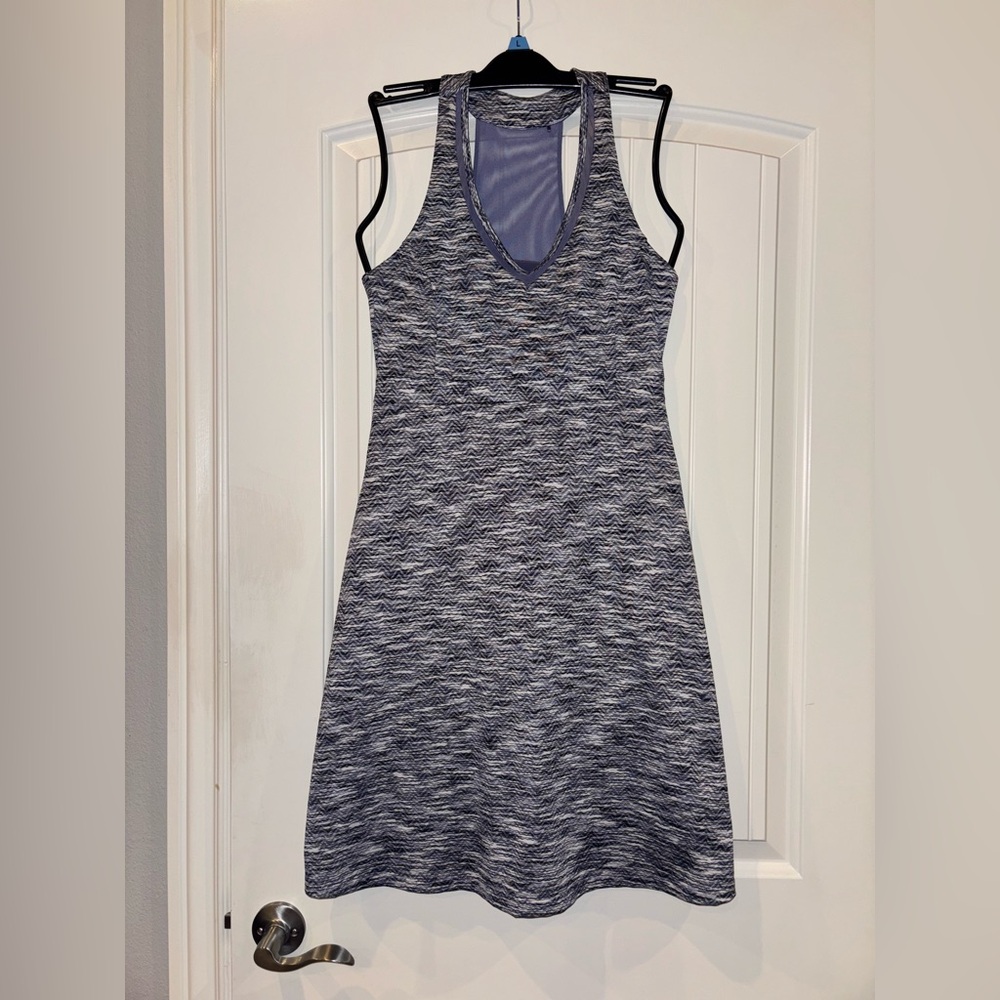 MPG Tank Dress Small Gray-Purple Racerback VNeck Athleisure Activewear Sporty